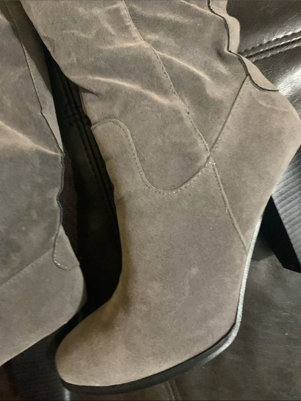 Yoki Grey Over-the-Knee Block Heel Boots
